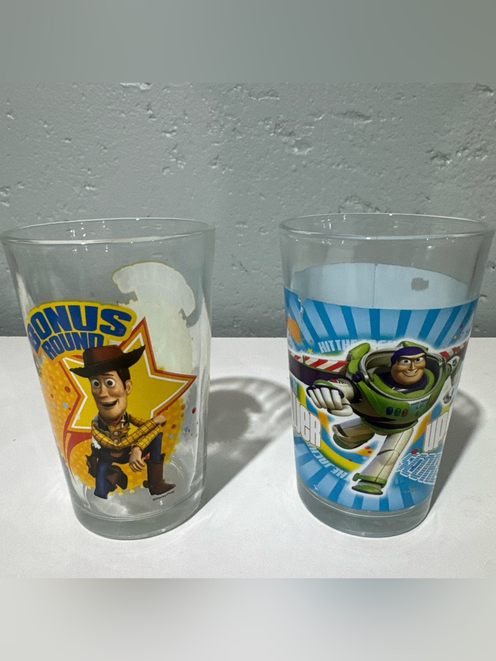 Toy Story Woody & Buzz Clear Party Drinking Glasses - Set of 2